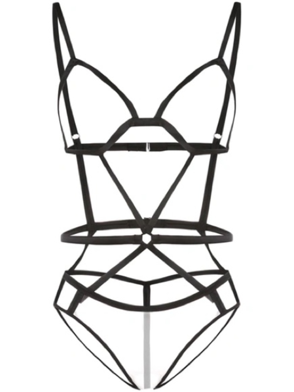 Fleur du Mal Black Strappy Bondage Bodysuit Lingerie Revolve